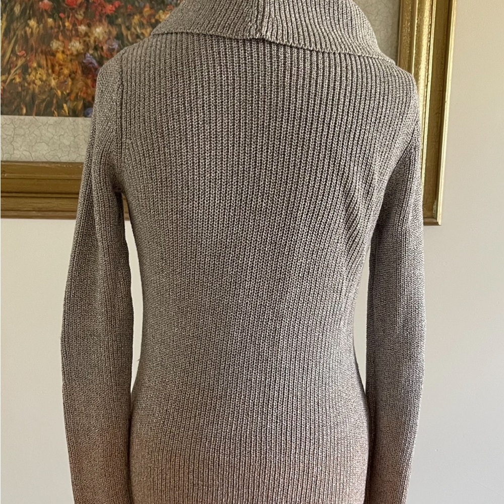 WHBM Metallic Silver to Rose Gold Ombré Cowl Neck Sweater - Picture 13 of 16